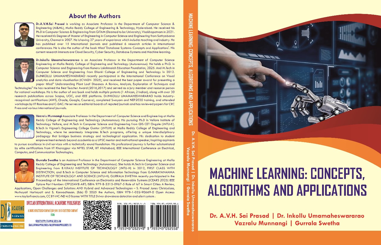 Machine Learning: Concepts, Algorithms and Applications